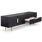 Ex Display - Erwin 1.8m Matte Black TV Entertainment Unit - Brass Legs and Handle TV/Entertainment Unit Iggy-Core   