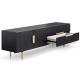 Ex Display - Erwin 1.8m Matte Black TV Entertainment Unit - Brass Legs and Handle TV/Entertainment Unit Iggy-Core   