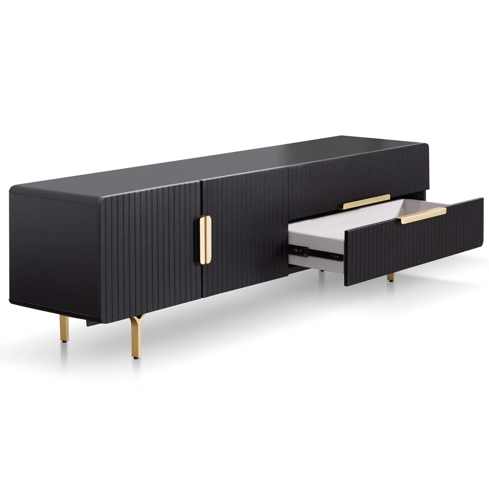 Ex Display - Erwin 1.8m Matte Black TV Entertainment Unit - Brass Legs and Handle TV/Entertainment Unit Iggy-Core   