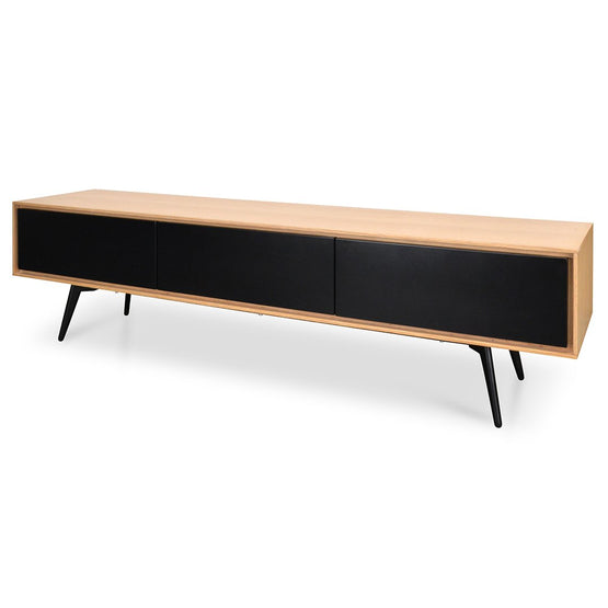 Liam 180cm Wooden TV Unit With Black Drawers - Natural TV839-DW