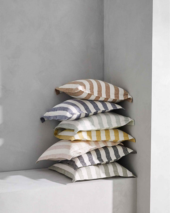 Weave Luca 50cm European Linen Stripe Cushion - Shadow CU7126-WE