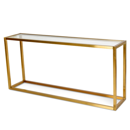 Alison Glass Console Table - Tempered Glass - Brushed Gold Base Console Table Dwood-Core   