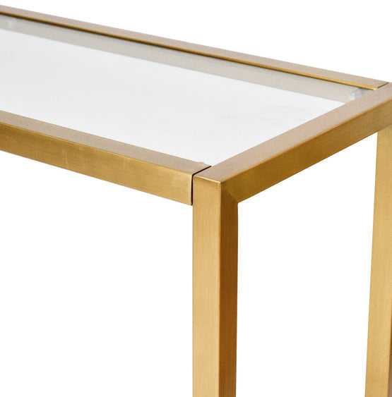 Alison Glass Console Table - Tempered Glass - Brushed Gold Base Console Table Dwood-Core   