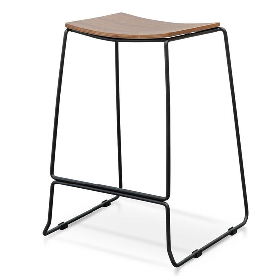 Apollo Bar Stool With Walnut Timber Seat - Black Frame BS2456-NH