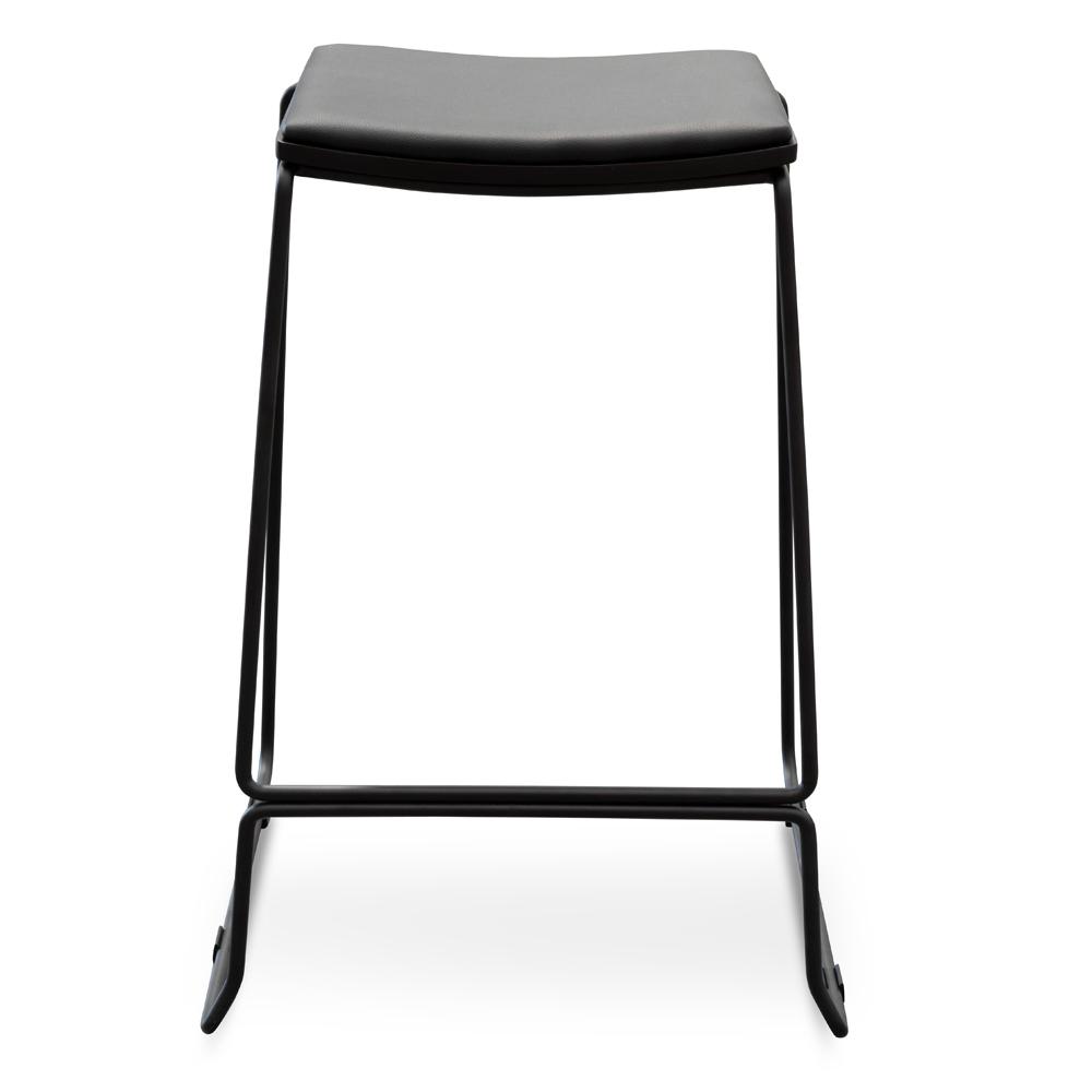 Ex Display - Apollo PU Bar Stool - Full Black Bar Stool New Home-Core