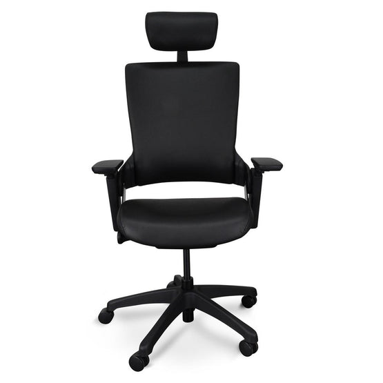 Atlas Ergonomic Office Chair With Head Rest - Black Leather Office Chair Unicorn-Core   