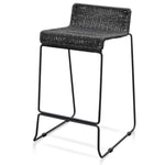 Bailey 65cm Rattan Cord Seat Bar Stool - Black Bar Stool New Home-Core