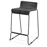 Bailey 65cm Rattan Cord Seat Bar Stool - Black Bar Stool New Home-Core