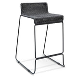 Bailey 65cm Rattan Cord Seat Bar Stool - Black Bar Stool New Home-Core