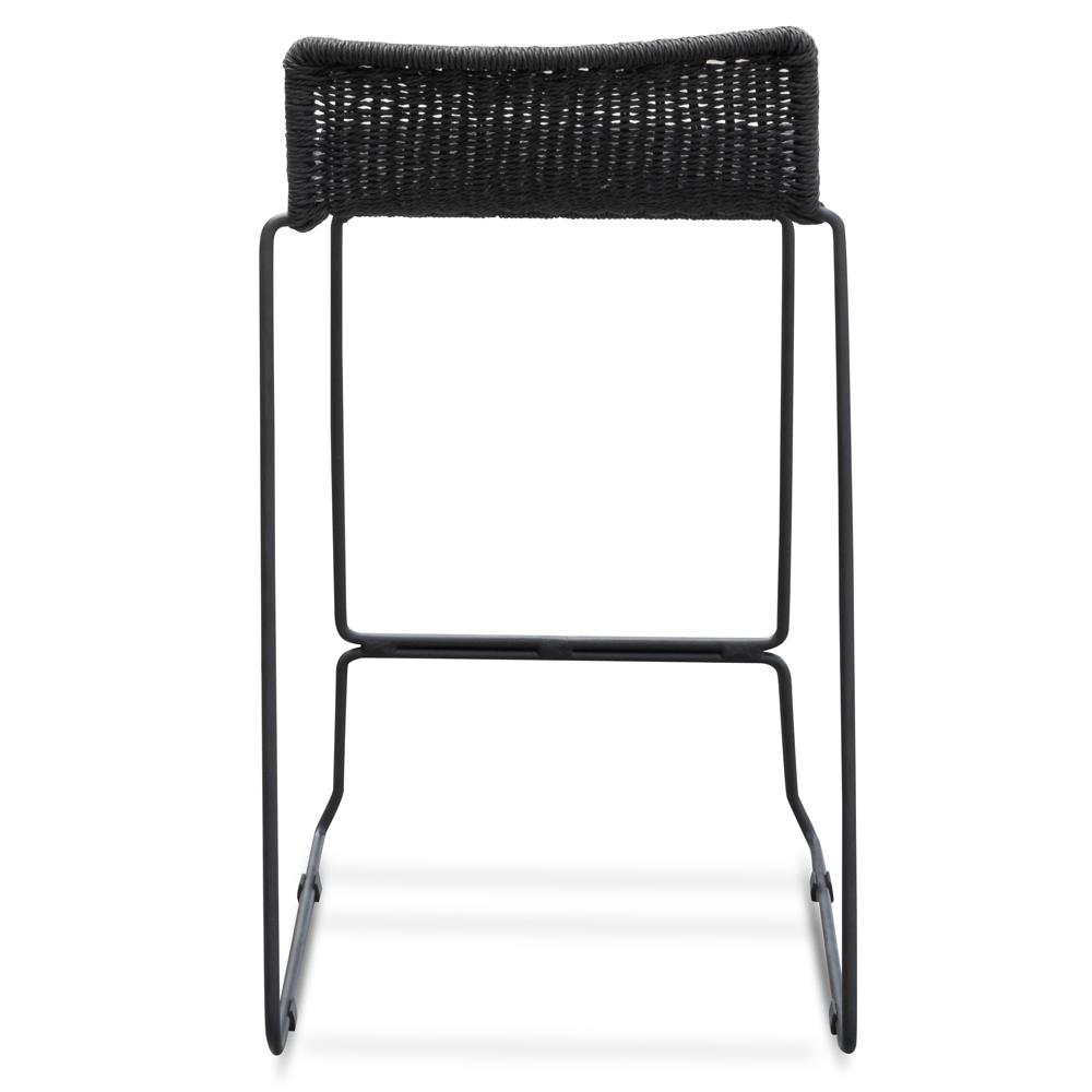 Bailey 65cm Rattan Cord Seat Bar Stool - Black Bar Stool New Home-Core