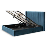 Betsy King Bed Frame - Teal Navy Velvet with Storage King Bed YoBed-Core   