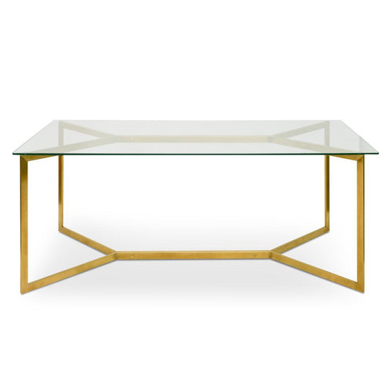 Cannon 1.9m Glass Dining Table - Gold Base Dining Table K Steel-Core   
