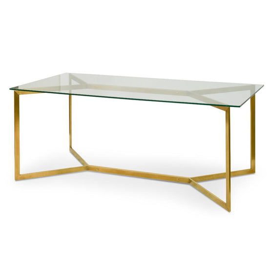 Cannon 1.9m Glass Dining Table - Gold Base Dining Table K Steel-Core   