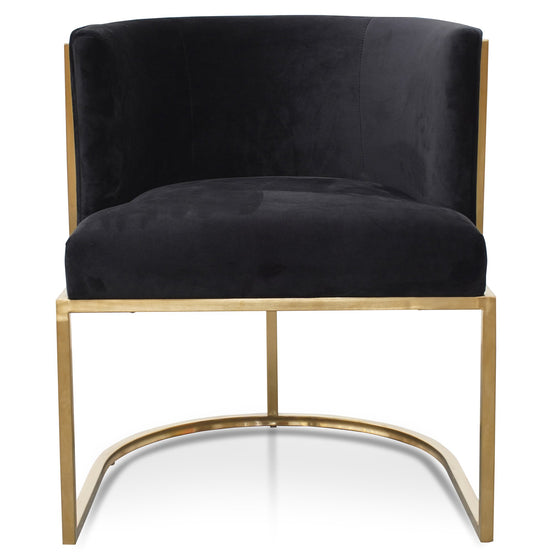 Carma Black Velvet Lounge Chair - Brushed Gold LC2612-BS