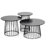 Carmella Round Side Table Set - Black Oak - Last One Side Table KD-Core