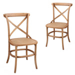 Set of 2 - Daintree Cross Back Wooden Dining Chair With Solid Seat-Natural Dining Chair Flex-Local   