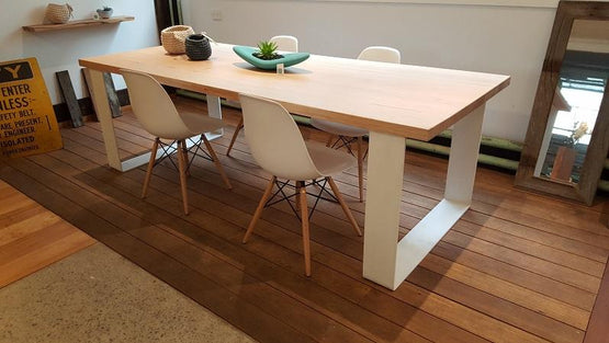 Ex Display - Custom Grange 2.8m Victorian Ash Timber Dining Table - White Legs Dining Table Workshop24   