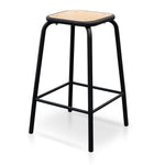 Ex Display - Dawson Bar Stool With Natural Timber Seat - Black Frame - Last One Bar Stool New Home-Core