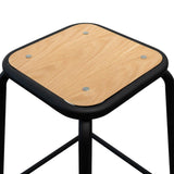 Ex Display - Dawson Bar Stool With Natural Timber Seat - Black Frame - Last One Bar Stool New Home-Core