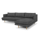 Denmark 3 Seater Fabric Sofa With Right Chaise - Metal Grey Chaise Lounge Original Sofa-Core   