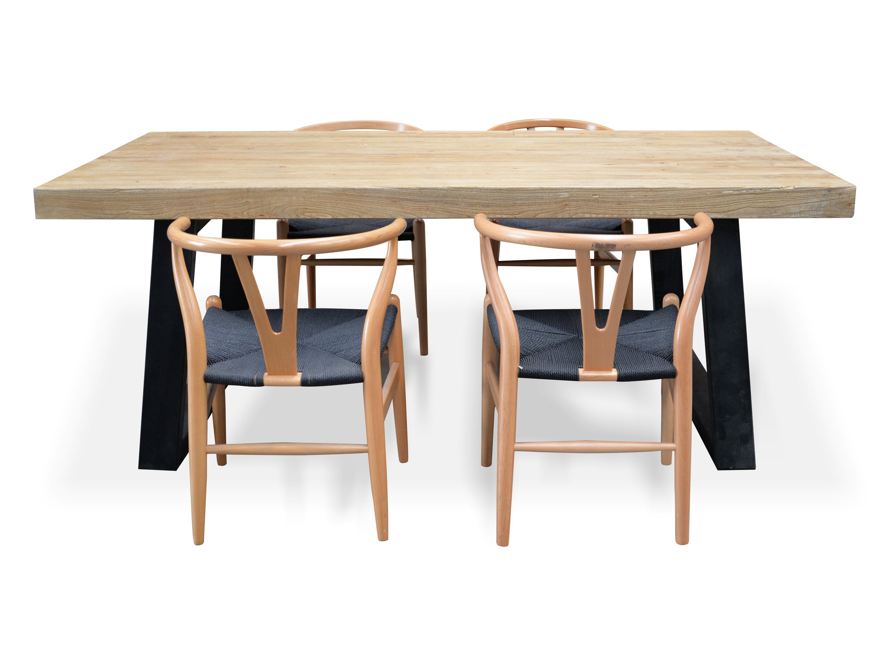 Edwin 1.98m Reclaimed Elm Wood Dining Table Dining Table Reclaimed-Core   