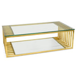 Emma 1.3m Glass Coffee Table - Gold Base Coffee Table K Steel-Core   