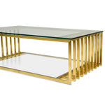 Emma 1.3m Glass Coffee Table - Gold Base Coffee Table K Steel-Core   