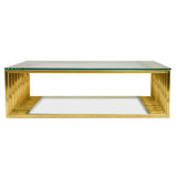 Emma 1.3m Glass Coffee Table - Gold Base Coffee Table K Steel-Core   