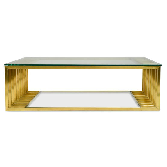 Emma 1.3m Glass Coffee Table - Gold Base Coffee Table K Steel-Core   