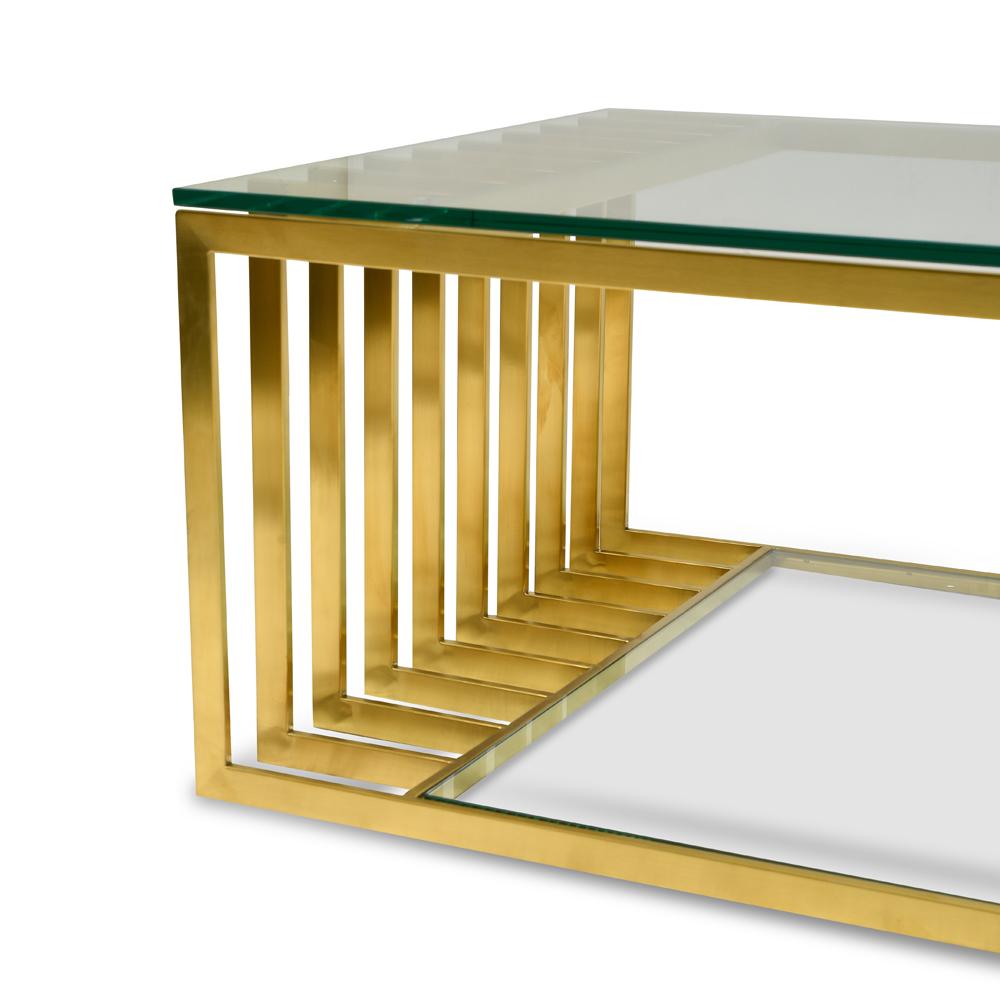 Emma 1.3m Glass Coffee Table - Gold Base Coffee Table K Steel-Core   