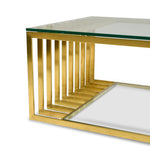 Emma 1.3m Glass Coffee Table - Gold Base Coffee Table K Steel-Core   
