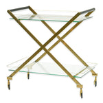 Felton Brushed Gold Glass Bar Cart Bar Cart Blue Steel Metal-Core   