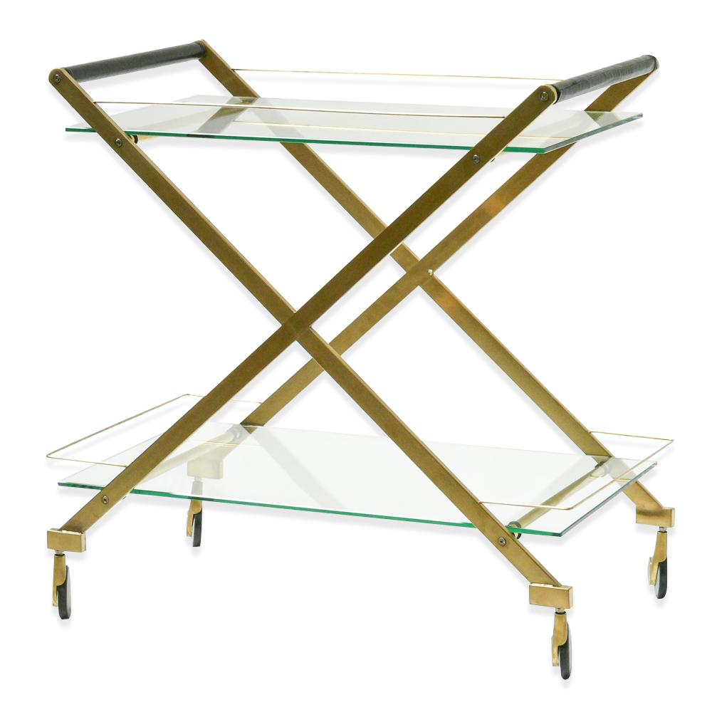 Felton Brushed Gold Glass Bar Cart