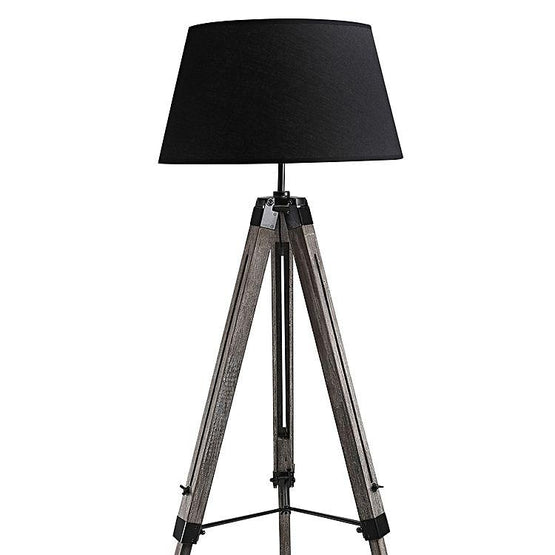 Fremont Tripod Floor Lamp Black Shade - Antique Grey Floor Lamp New Oriental Lighting-Local   