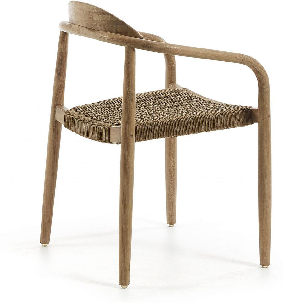 Eucalyptus Grandis Wood Dining Armchair, Natural Color with Beige Cushion main image 1