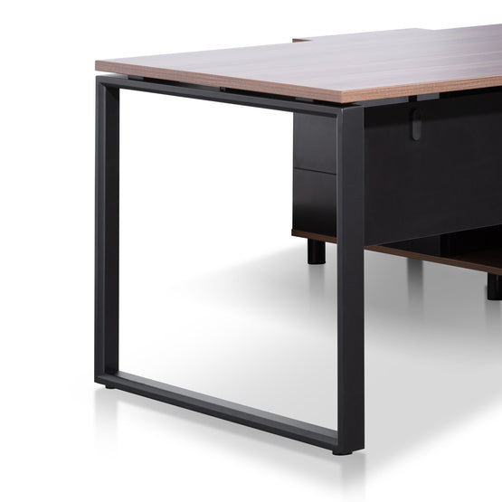 Halo 1.8m Executive Desk Left Return with Black Legs - Walnut Office Desk Sun Desk-Core   