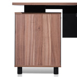 Halo 1.8m Executive Desk Right Return with Black Legs - Walnut Office Desk Sun Desk-Core   