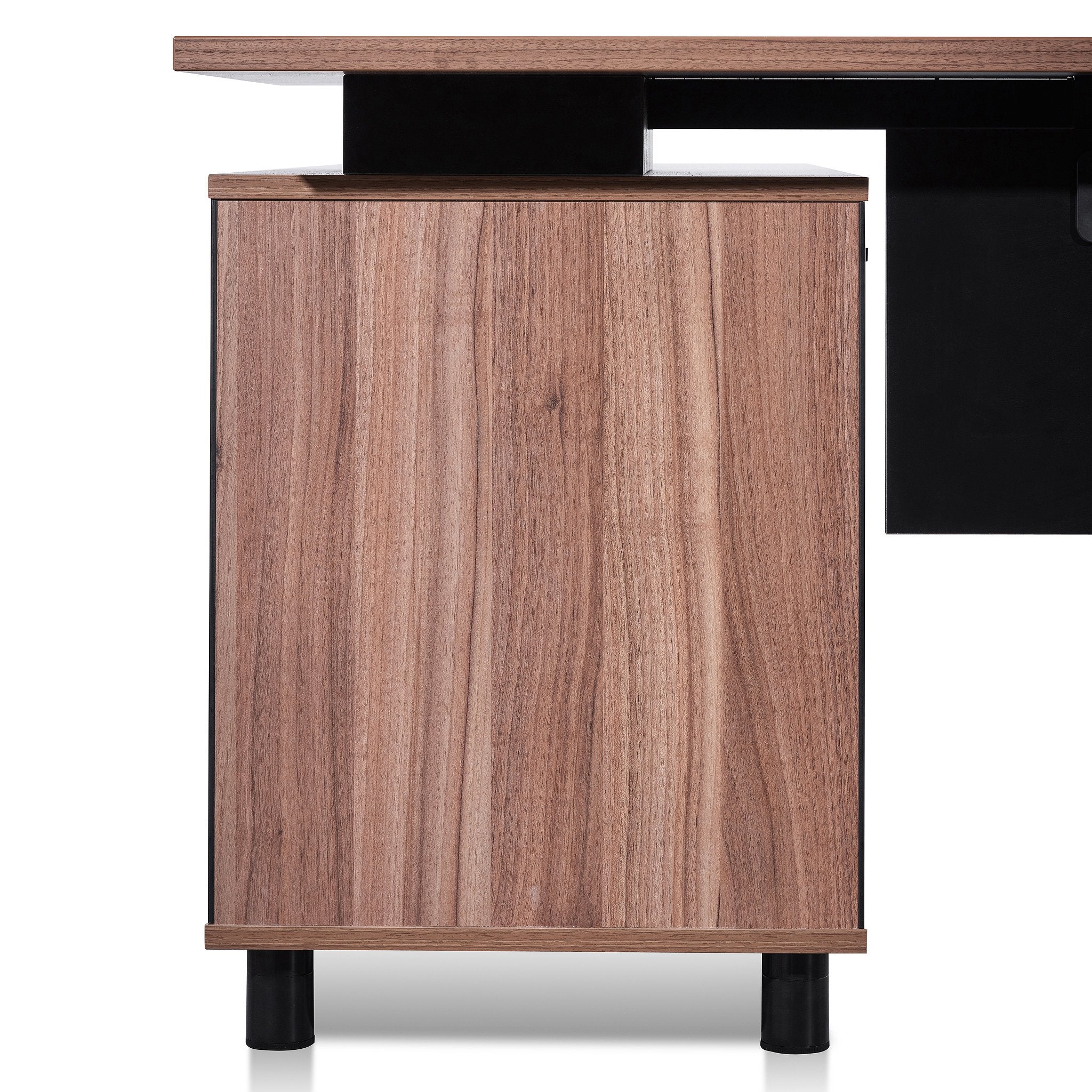 Halo 1.8m Executive Desk Right Return with Black Legs - Walnut Office Desk Sun Desk-Core   