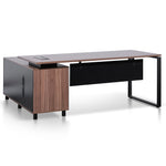 Halo 1.8m Executive Desk Right Return with Black Legs - Walnut Office Desk Sun Desk-Core   