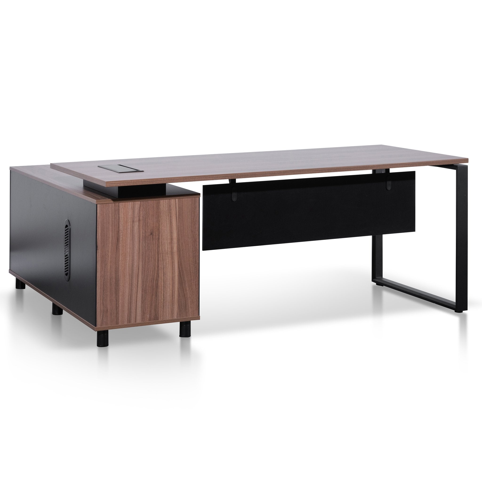 Halo 1.8m Executive Desk Right Return with Black Legs - Walnut Office Desk Sun Desk-Core   