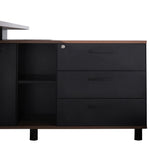Halo 1.8m Executive Desk Right Return with Black Legs - Walnut Office Desk Sun Desk-Core   