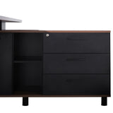 Halo 1.8m Executive Desk Right Return with Black Legs - Walnut Office Desk Sun Desk-Core   