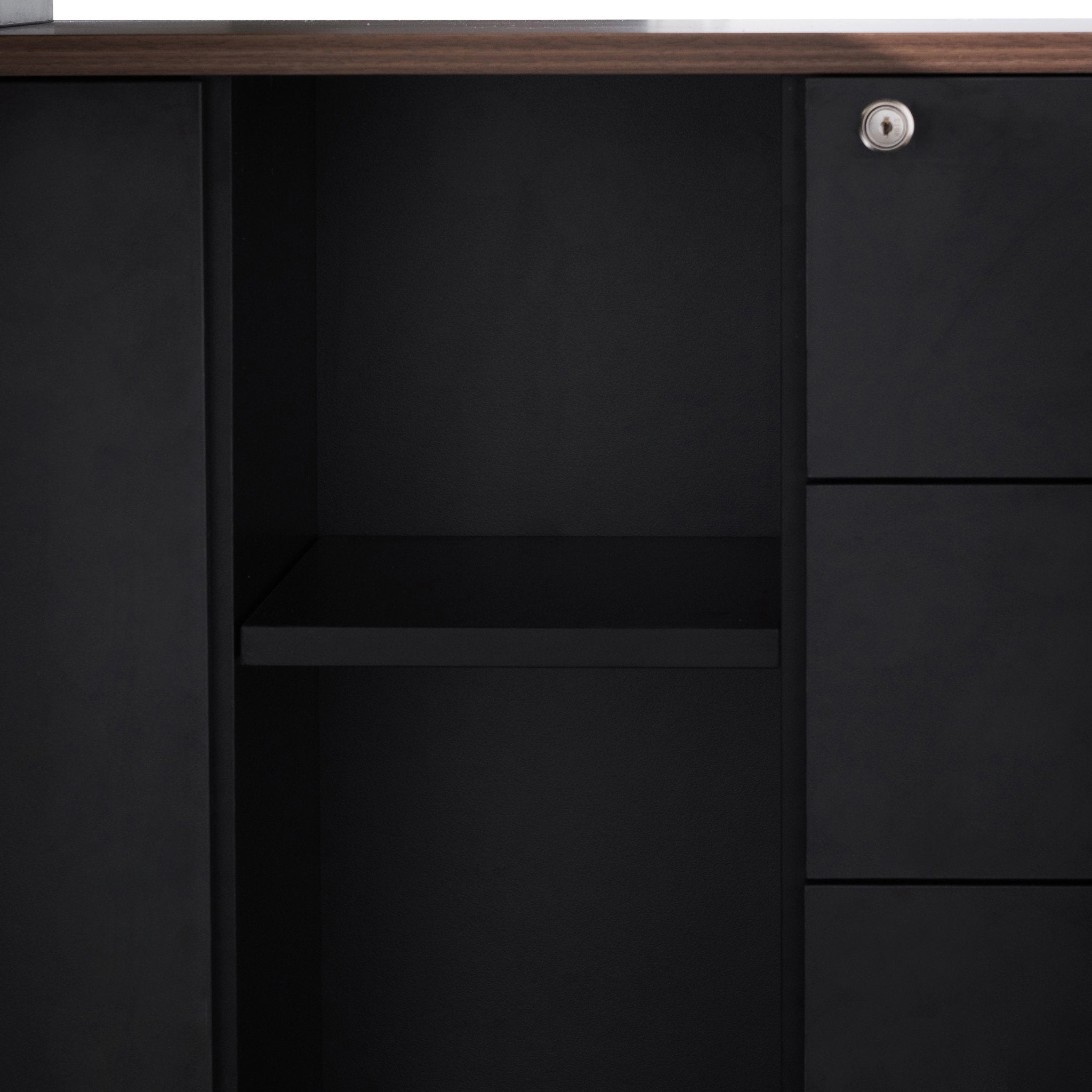 Halo 1.8m Executive Desk Right Return with Black Legs - Walnut Office Desk Sun Desk-Core   