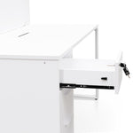 Halo 2 Seater 160cm Office Desk  With Privacy Screen - White - Upgraded Legs OT092-SN-OT088