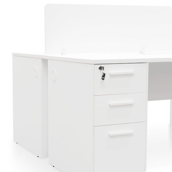 Ex Display - Halo 2 Seater 160cm Office Desk With Privacy Screen - White - Upgraded Legs Workstation Sun Desk-Core   