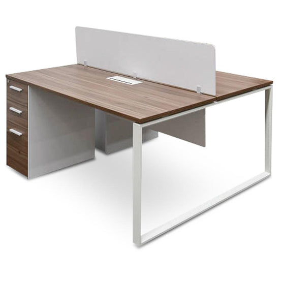 Halo 2 Seater 160cm Walnut Office Desk With Privacy Screen OT089-OT088
