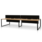 Halo 4 Seater Workstation with Black Screen - Natural Top - Black Base Workstation Sun Desk-Core   
