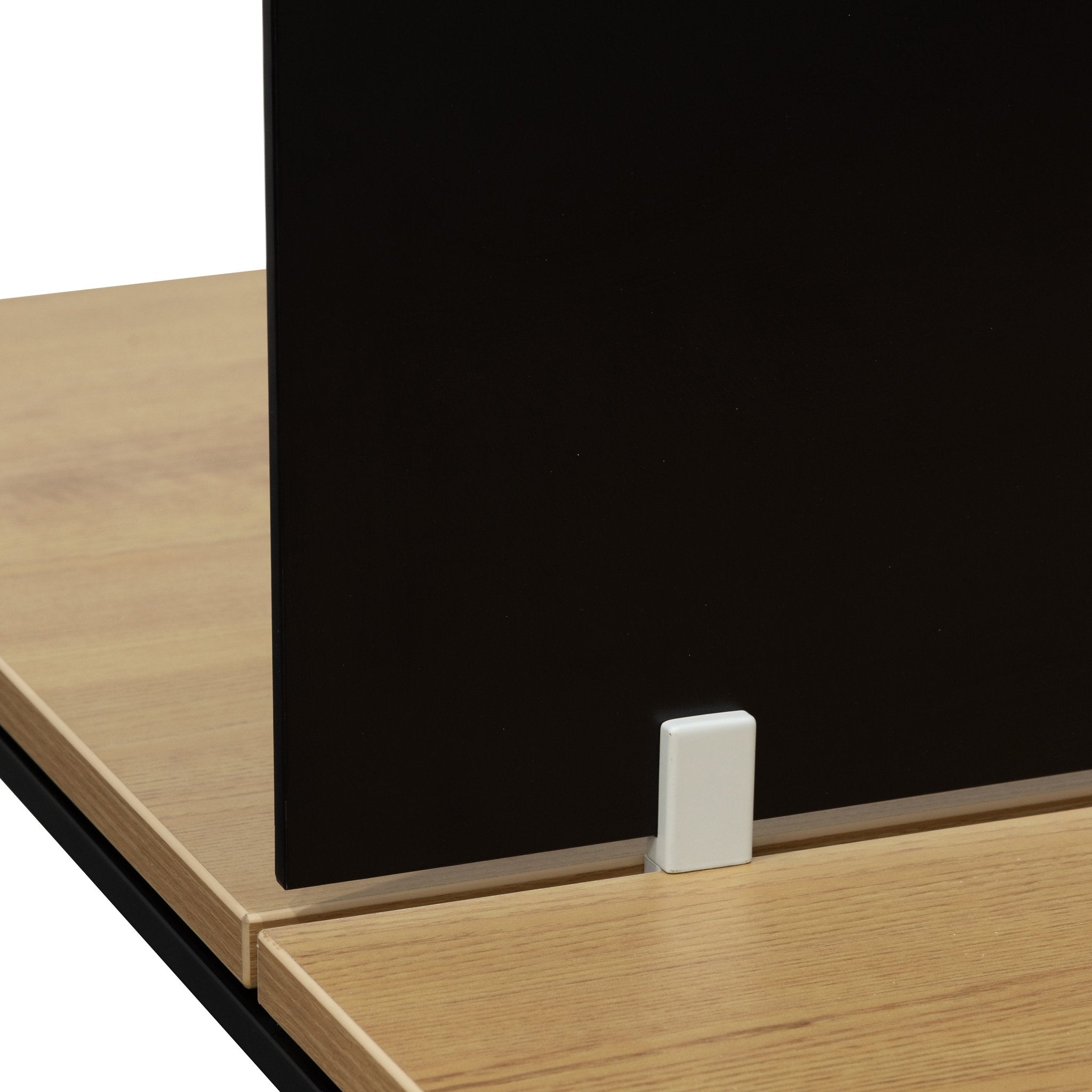 Halo 4 Seater Workstation with Black Screen - Natural Top - Black Base Workstation Sun Desk-Core   