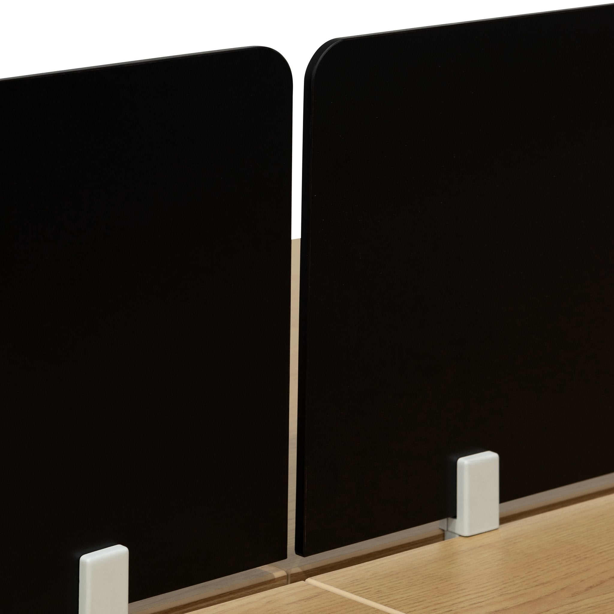 Halo 4 Seater Workstation with Black Screen - Natural Top - Black Base Workstation Sun Desk-Core   