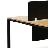 Halo 4 Seater Workstation with Black Screen - Natural Top - Black Base Workstation Sun Desk-Core   
